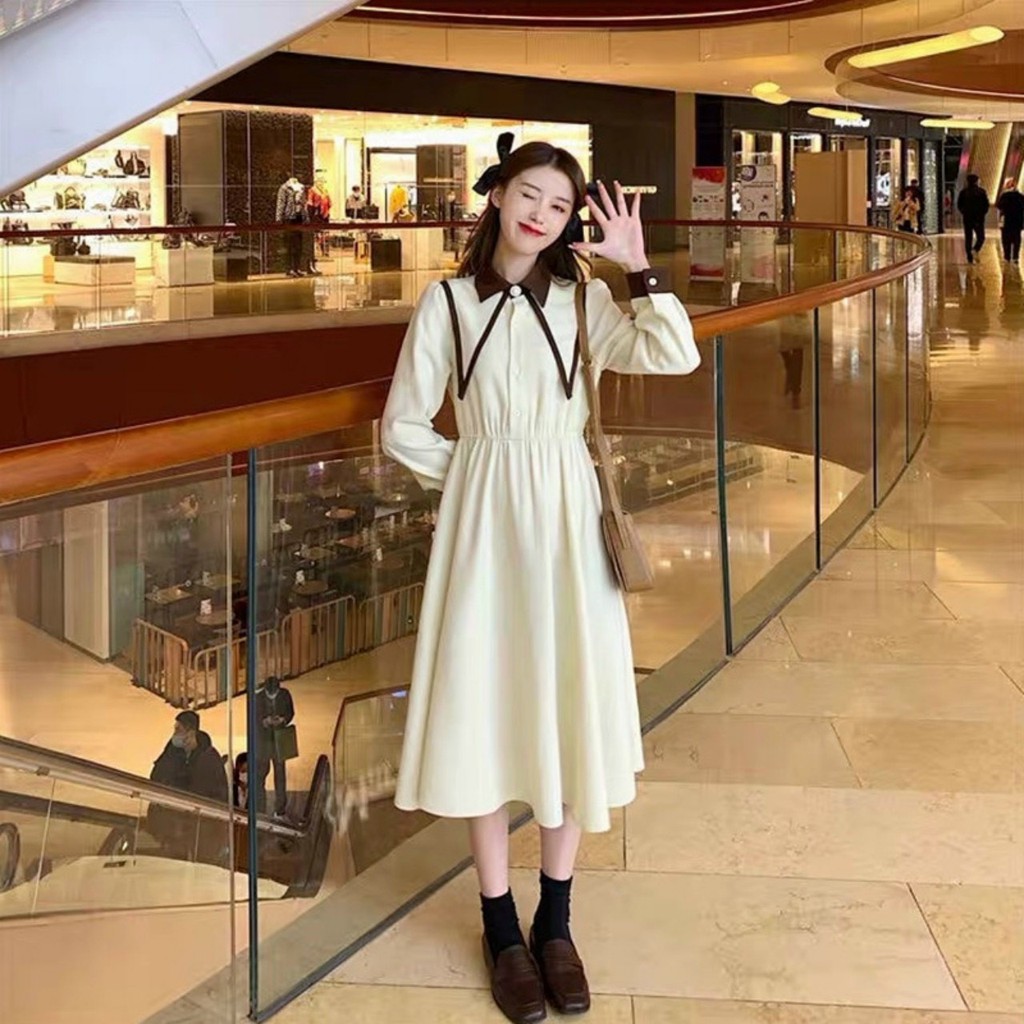 Đầm Nữ Chất Da Lộn Cổ Đức Dáng Dài M004-Teen 888