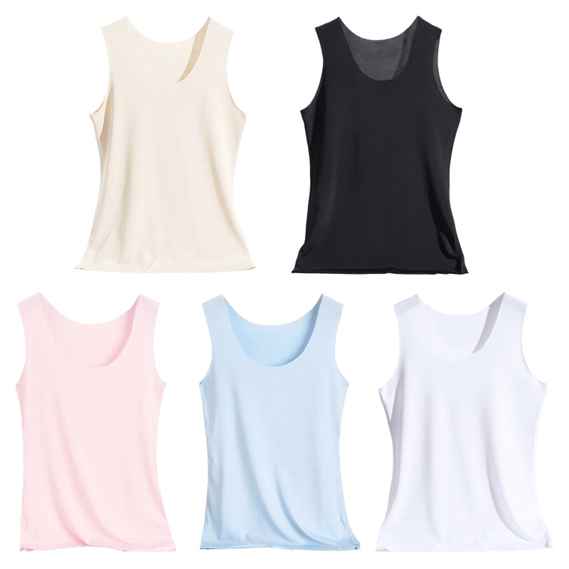 Áo tank top không đường may cổ chữ U màu sắc đơn giản dành cho nữ
