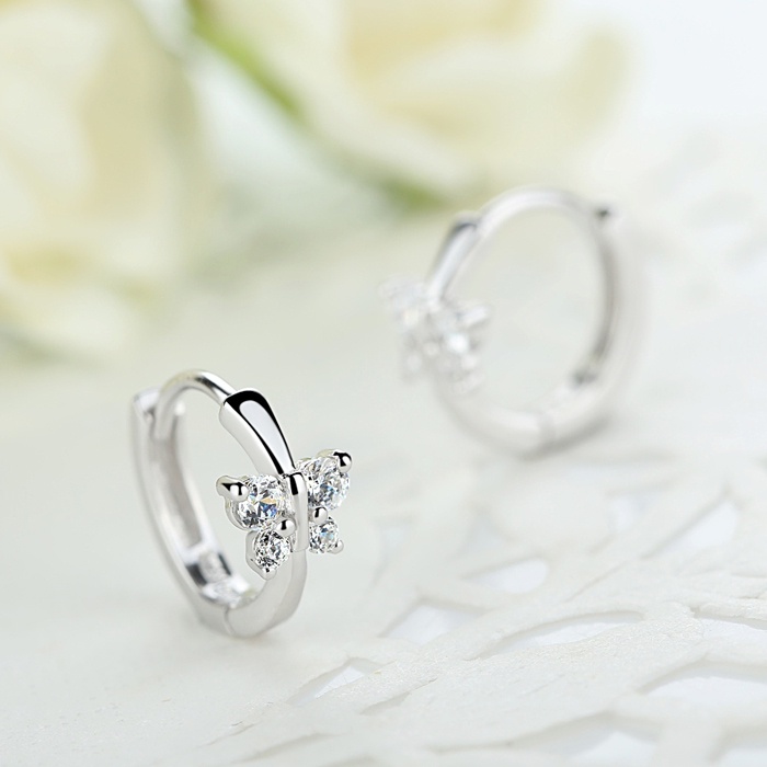 Bông Tai Hình Hoa/ Bươm Bướm Đính Đá Đơn Giản Phong Cách Cổ Điển Thời Trang Cho Nữ
