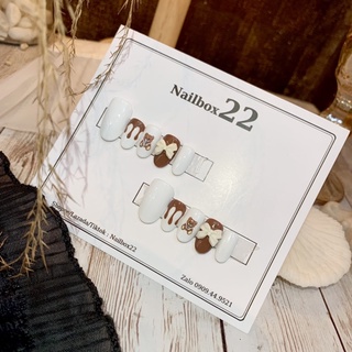 Nailbox - Nail thiết kế sẳn mẫu gấu cute kèm nơ 🐻🤎