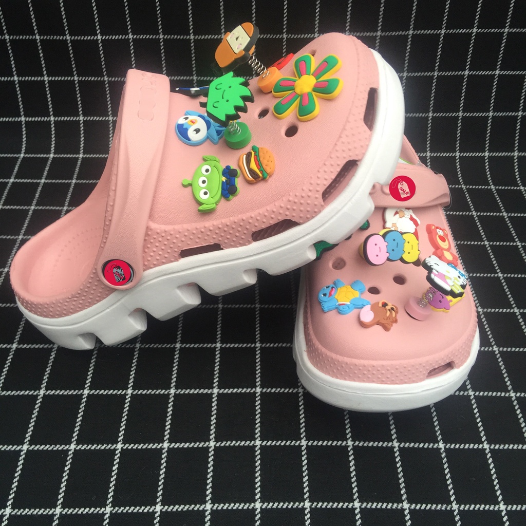 Dép cross hồng đế trắng lượn sóng unisex cao cấp💖FREESHIP💖sục cross bít đầu hotrend DU01