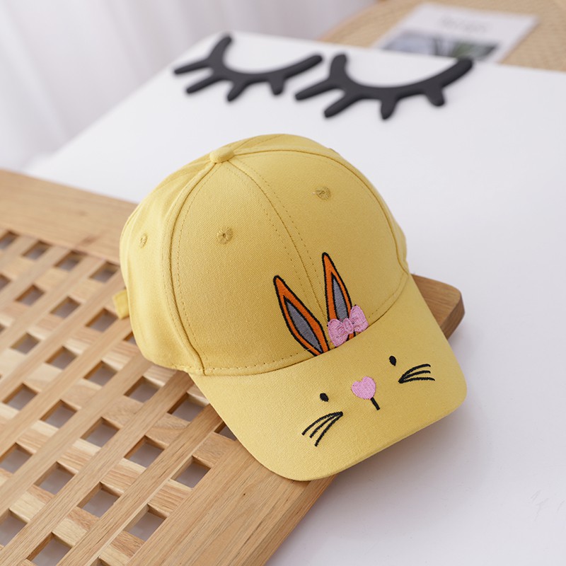 Mũ lưỡi trai thêu hoạt hình thỏ kiểu Hàn Quốc thời trang xuân hè cho bé