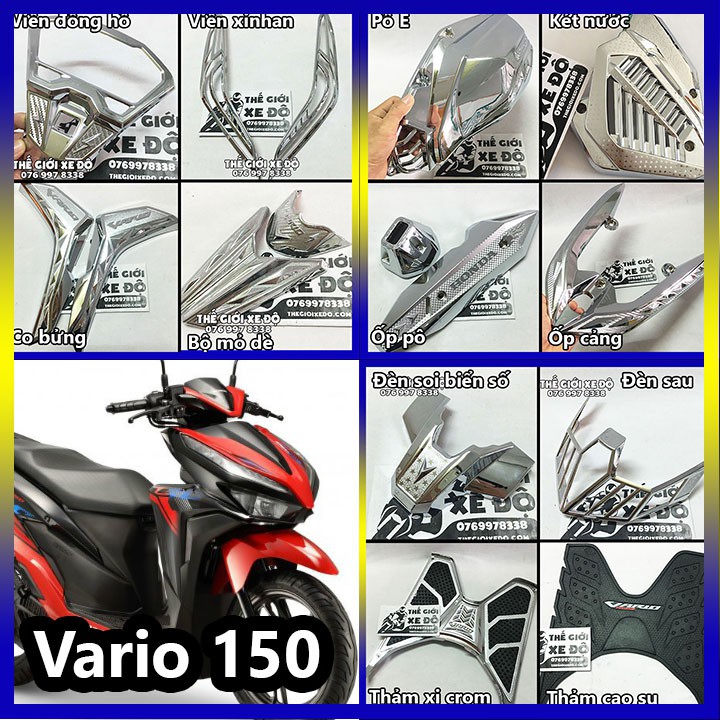 Phụ kiện đồ chơi Vario 150 125 cc ốp xi crom trang trí làm đẹp xe Vario đời 2018 - 2019 - 2020 - 2021 - 2022