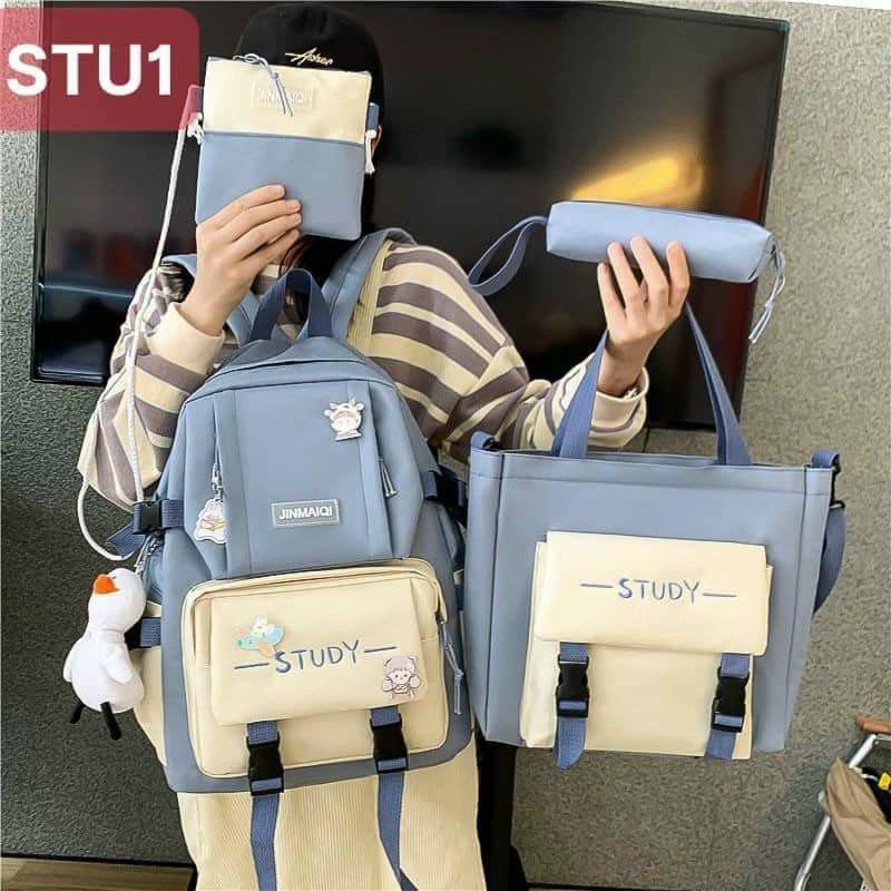 Bộ Balo 4 Món Combo 4 Món STU phối màu Ulzzang