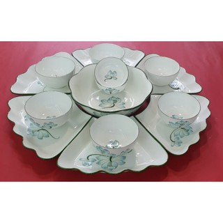 Bộ bát đĩa hoa mặt trời cỡ nhỏ và cỡ trung - Hàng sứ Bát Tràng cao cấp.