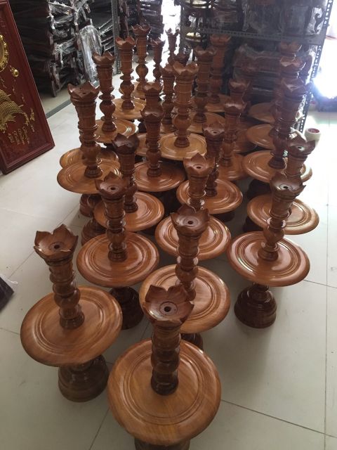 Cặp chân đèn gỗ gõ cao 40cm