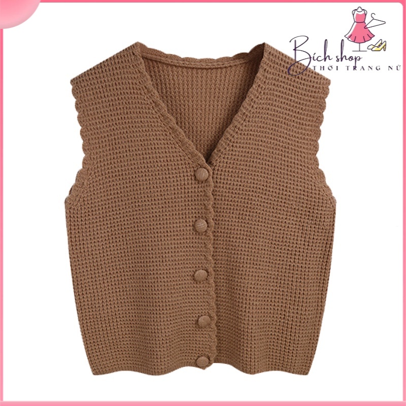 Áo Khoác Gile Áo Len Dệt Kim Áo Len Dễ Phối Mặc Ngoài Rộng Rãi