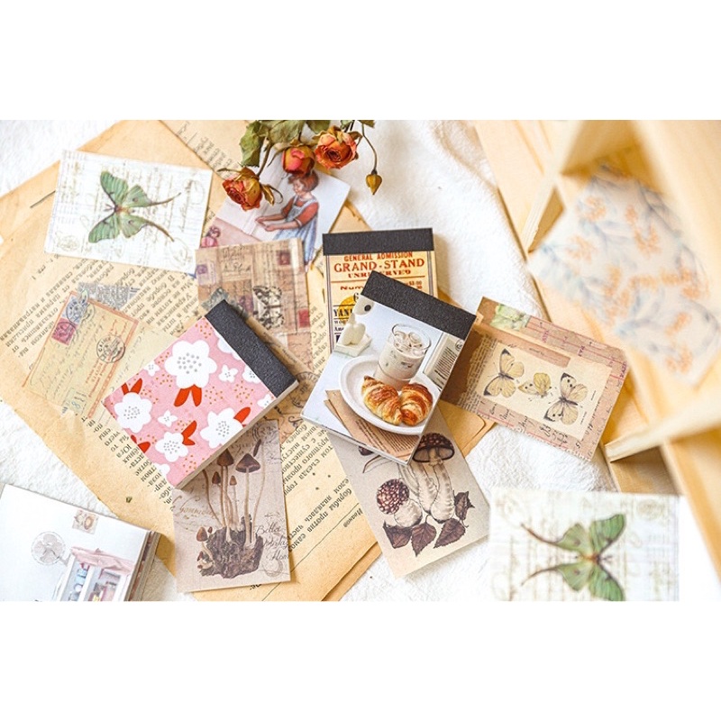 KimiTape Quyển 100 tờ giấy nền vintage trang trí Bullet Journal