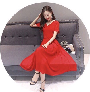 Đầm maxi cổ trụ