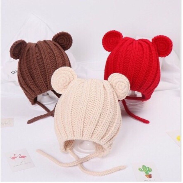 Mủ len tai gấu cho bé trai & bé gái(còn đen)