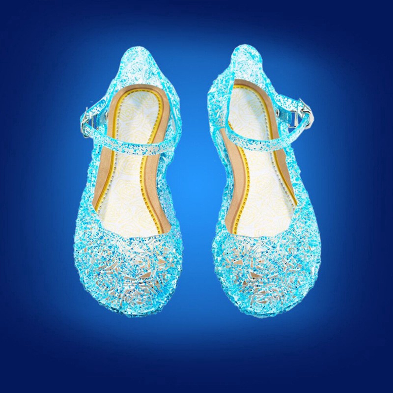 Kids Girls Crystal Jelly Sandals Princess Frozen Elsa Cosplay Party Dance Shoes Size 25-37