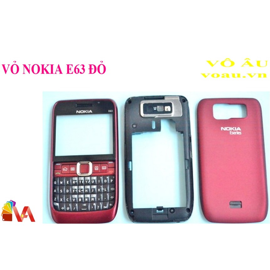 VỎ NOKIA E63 MÀU ĐỎ ZIN [VỎ PHÍM SƯỜN]