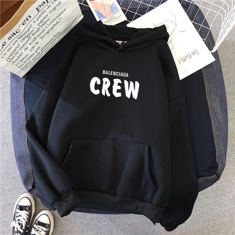 ÁO HOODIE ĐỘI NÓN CÓ TÚI IN CHỮ CREW CỰC HOT