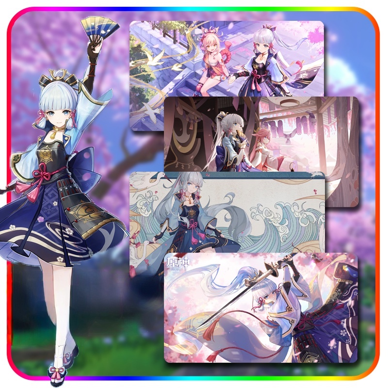 Kamisato Ayaka Raiden Shogun shadow Anime Mouse Pad Genshin Impact Yuanshen Game Eula Student Custom Ganyu Desk Pad Hutao Overlock Keyboard Pad Elegant Black Silk Mona Collection Yae Miko Stockings Ninggang Beautiful Legs Keqing Beautiful Computer