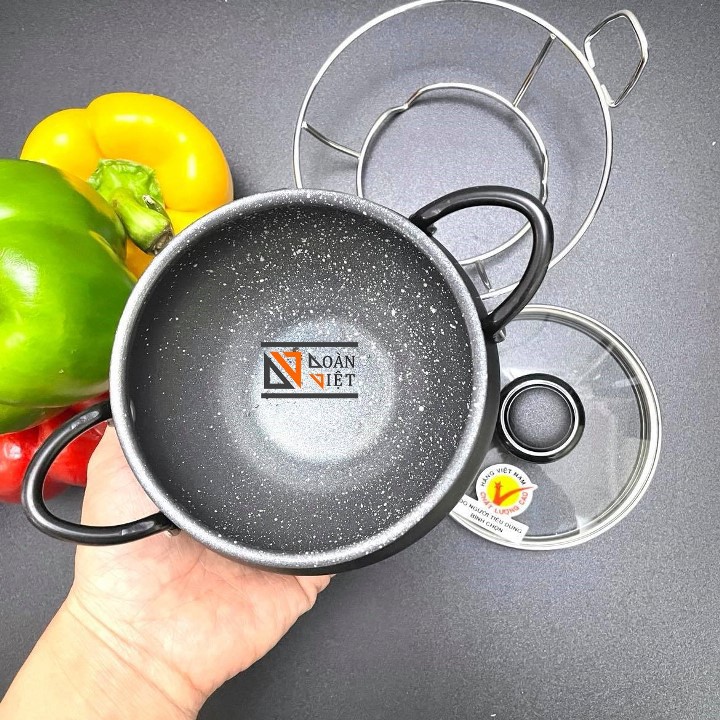 [Tặng ĐẾ INOX] Nồi Cơm Niêu mẫu MỚI SIÊU ĐẸP làm từ HỢP KIM NHÔM VÂN ĐÁ CHỐNG DÍNH. Niêu NHÔM đức Nguyên khối ĐẴNG CẤP