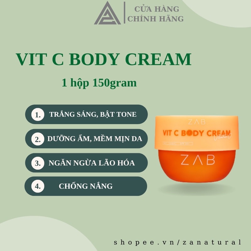 Kem body ZA Vitamin C Cream dưỡng ẩm, làm trắng da 150gram