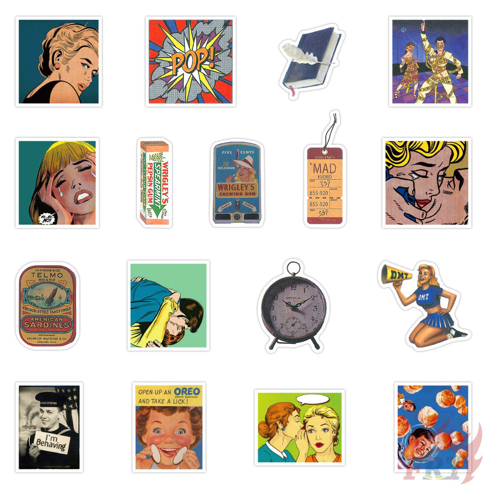 ❉ Ancient Fantastic Memory - Retro Posters Junk Journal Series 01 Stickers ❉ 50Pcs/Set DIY Fashion Mixed Doodle Decals Stickers