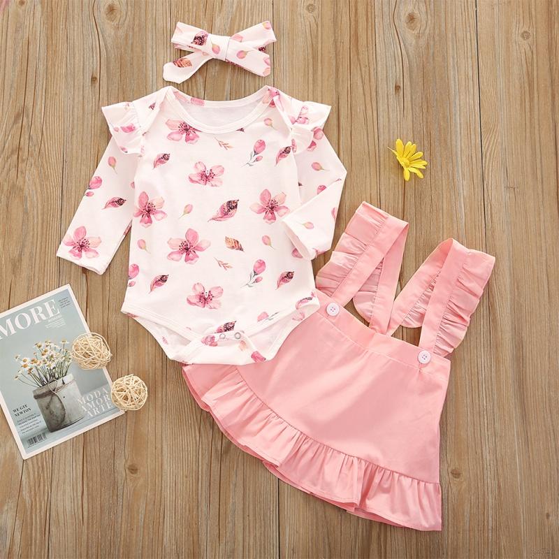 Set đầm + yếm và băng đô dễ thương cho bé gái 0-18 tháng tuổi
