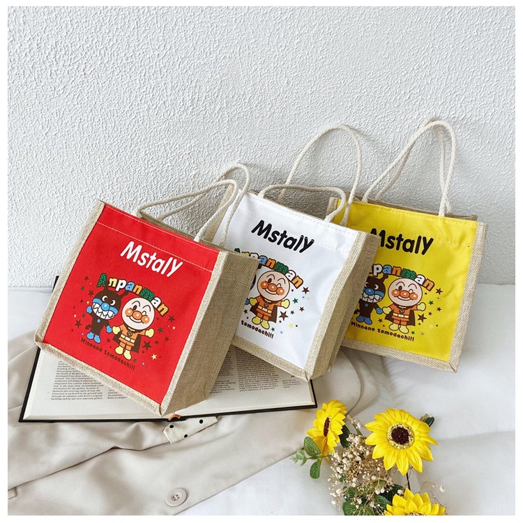 Túi tote Vải Lanh mini In Họa Tiết Hoạt Hình Phong Cách Nhật Bản Thời Trang Cho Nữ