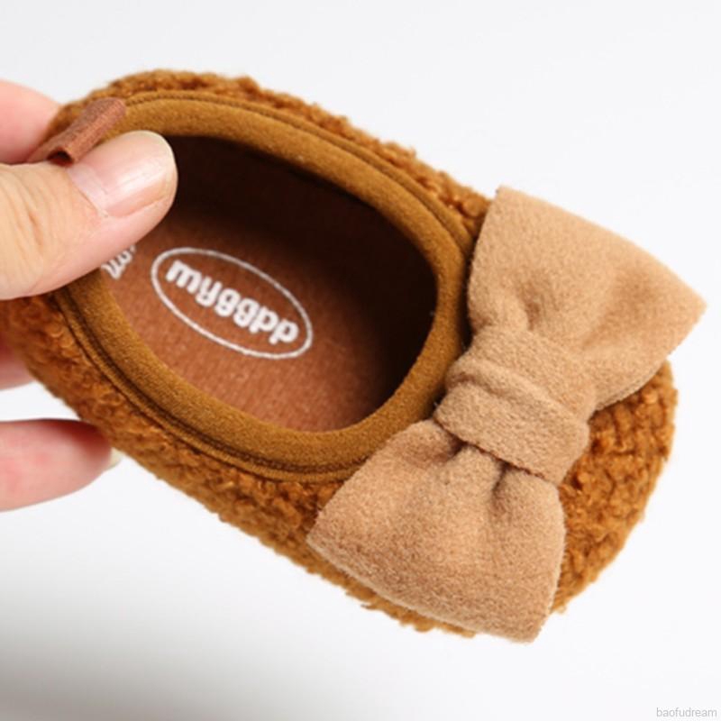 Giày búp bê phối nút bướm chống trượt cho bé gái 0-18 tháng