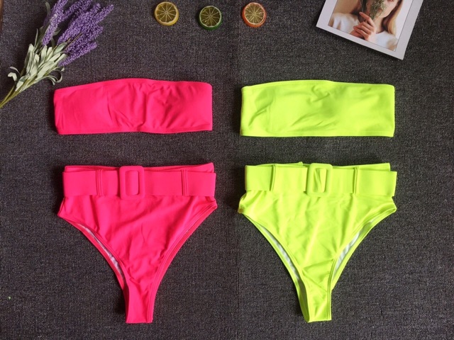 [ HÀNG MỚI VỀ] Bikini neon lưng cao có gen bụng sexy