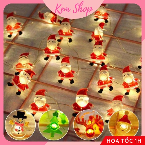 Đèn Led Đom Đóm Hình Ông Già Noel Và Người Tuyết Trang Trí Decor Giáng Sinh Christmas - Kemshop K83