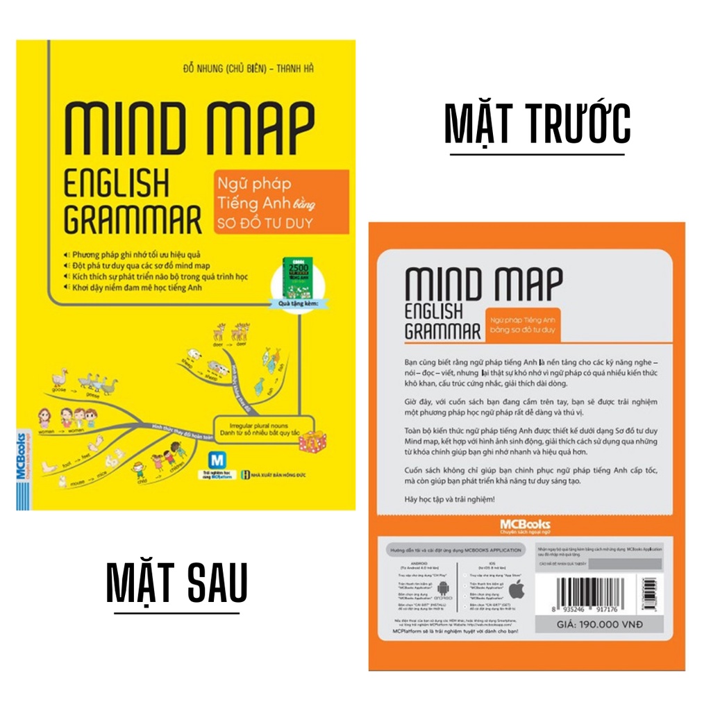 Sách - Mindmap English Grammar - Ngữ Pháp Tiếng Anh Bằng Sơ Đồ Tư Duy Cho Người Học Căn Bản - Học Kèm App