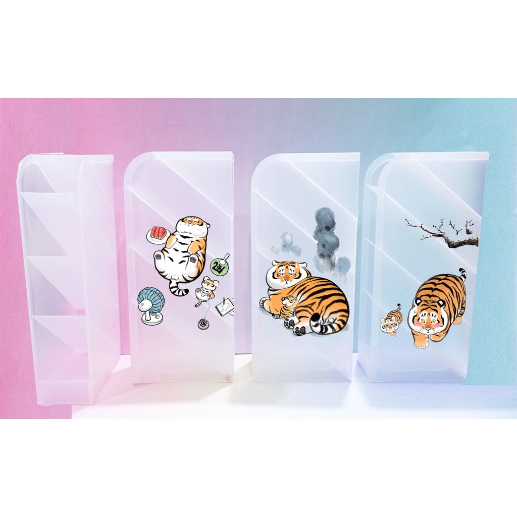 Ống cắm bút hổ mập 4 tầng CB4I44 hộp cắm đồ trang điểm cute dễ thương hoạt hình idol kpop