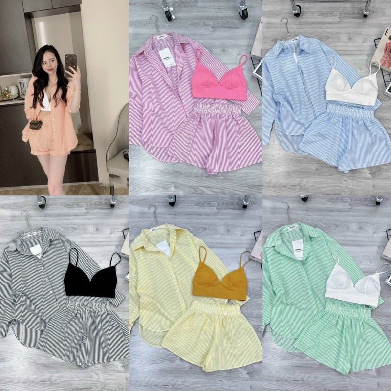 Sét Sơ Mi. đồ đi biển Bigsize Kim Ngân Tặng Kèm Bra Bigsize 55kg Đến 100kg  đồ đi biển