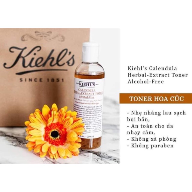 Nước hoa hồng Hoa Cúc Kiehl’s Calendula Herbal Extract Alcohol-Free Toner 40ml và 250ml