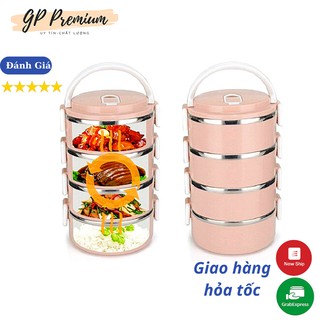 💖freeship💖 hộp cơm giữ nhiệt lúa mạch 4 tầng, cặp lông 4 tầng ruột inox 304 giữ nhiệt lâu, dung tích 2.8l