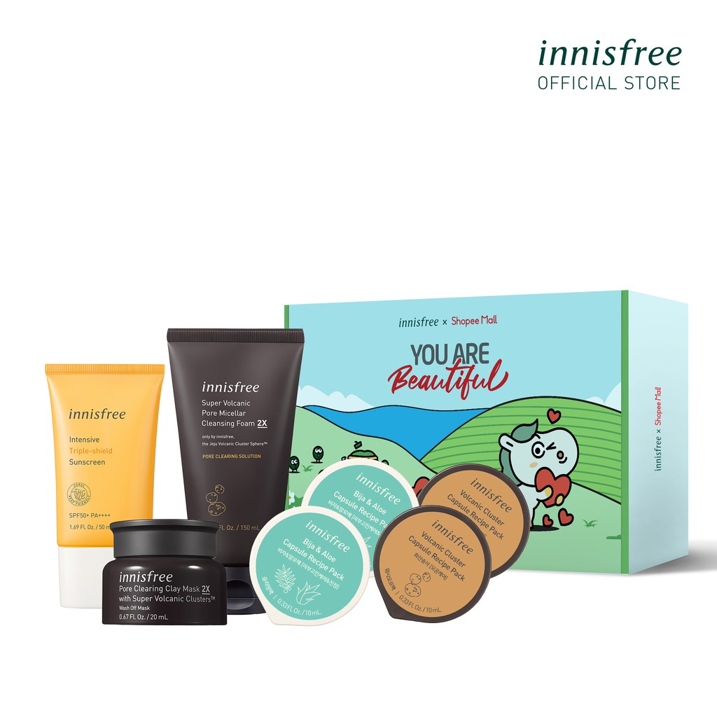 Bộ sản phẩm chống nắng làm sáng da và se khít lỗ chân lông innisfree Intensive Triple Shield Sunscreen Set | WebRaoVat - webraovat.net.vn