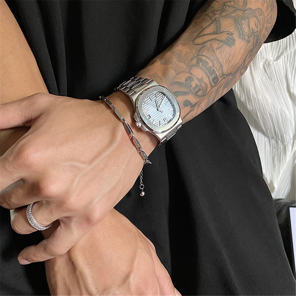 Vòng Tay Thép Không Gỉ Mới Sáng Tạo Phong Cách Hip hop Có Thể Điều Chỉnh Cho Nam