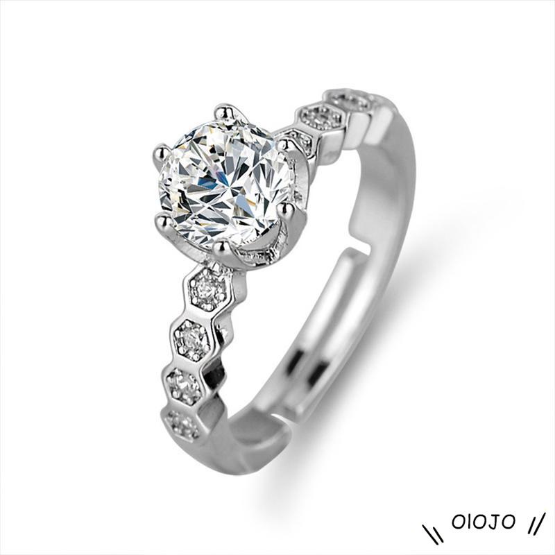 Nhẫn Mạ Bạc 925 Đính Đá Zircon Có Thể Điều Chỉnh Thời Trang Cho Nữ