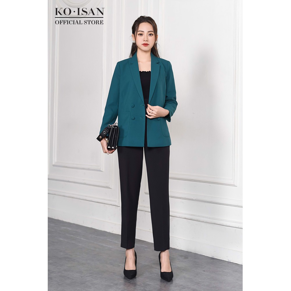 Áo khoác blazer nữ KO-ISAN thiết kế thanh lịch với 04 khuy cúc, chất liệu cao cấp - 390121