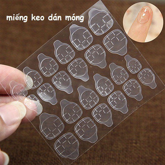 1 set 24 miếng keo mềm dán móng đủ size không độc hại