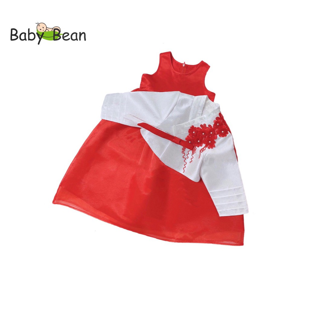 [MÃ THƯƠNG HIỆU UY TÍN Voucher giảm 10%] Đầm Handbok vải Tafta Thêu Hoa Phong Cách Hàn Quốc bé gái BabyBean