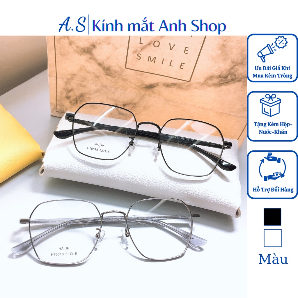 Gọng kính vuông thời trang nam nữ chất liệu kim loại 70518