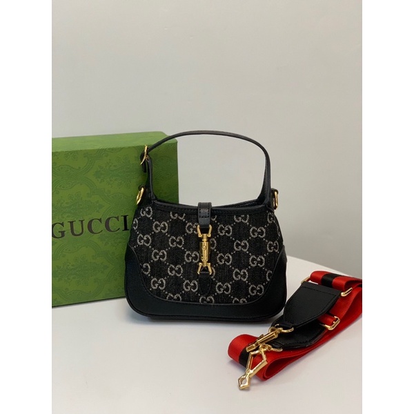 Túi kẹp nách size nhỏ hoạ tiết logo thương hiệu Gucci GC/GG Jackie cao cấp có dây đeo chéo bản to tháo rời