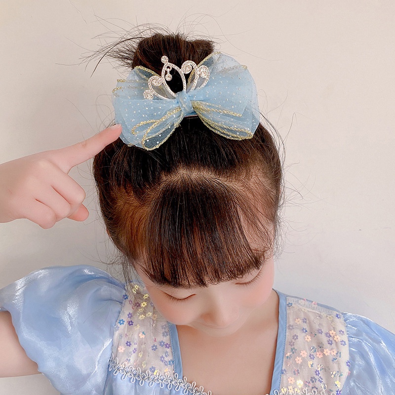 Kẹp Tóc Hình Nơ / Vương Miện 3D Bằng Lưới Phong Cách Vintage Thời Trang Cho Bé Gái