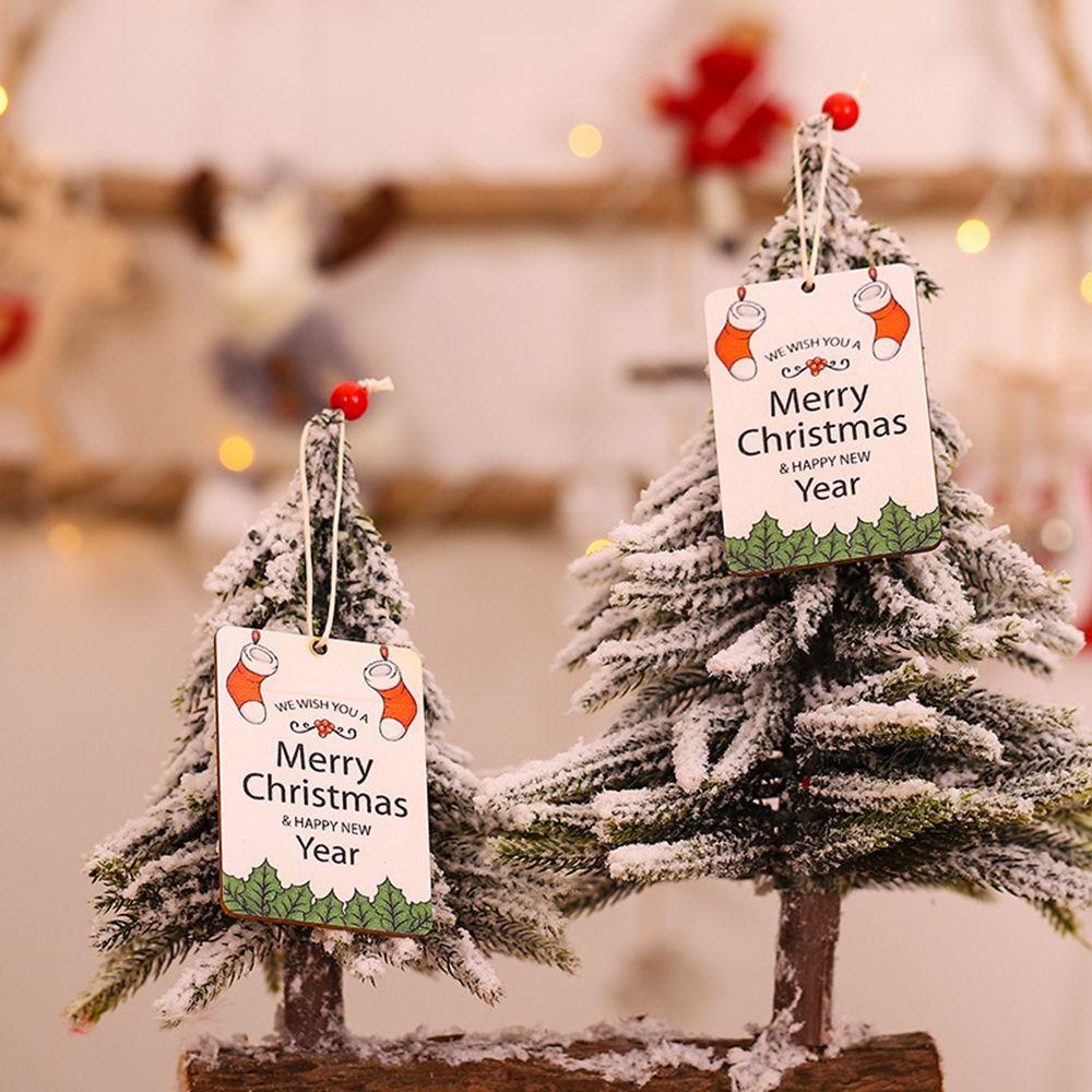 Bộ 2 Phụ Kiện Trang Trí Cây Thông Giáng Sinh Hình Người Tuyết / Tuần Lộc / Ông Già Noel Bằng Gỗ