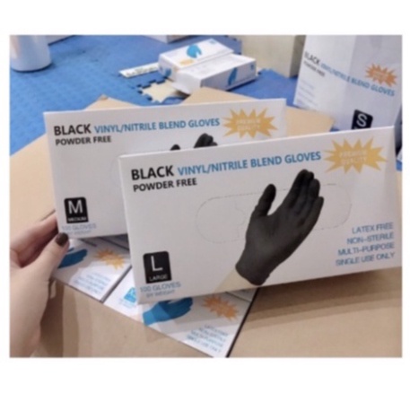 Găng Tay Đen Không Bột 100 Chiếc - Dùng nặn mụn - Cho SPA Thẩm Mỹ Viện