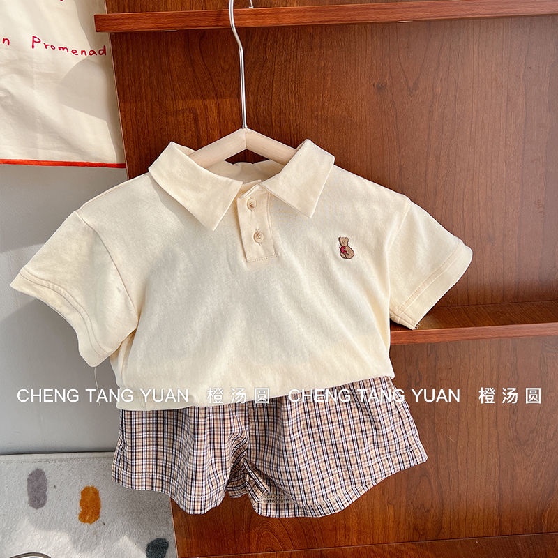 Bộ Áo Sơ Mi Tay Ngắn + Chân Váy Ngắn Phong Cách Hàn Quốc Dễ Thương Thời Trang Mùa Hè Cho Bé Gái