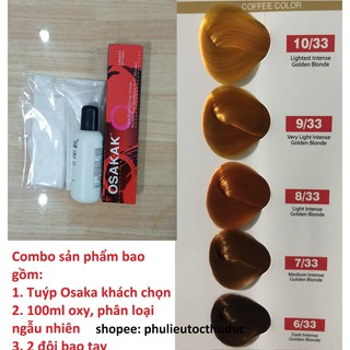 Màu nhuộm tóc osaka có kèm theo 100ml oxy trợ nhuộm và bao tay - bảng màu số 3