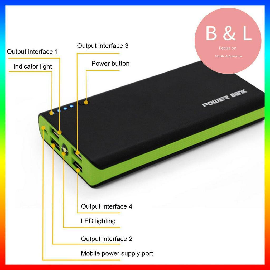 Bộ sạc dự phòng DIY 4 cổng USB chạy bằng 6x pin 18650 có đèn LED