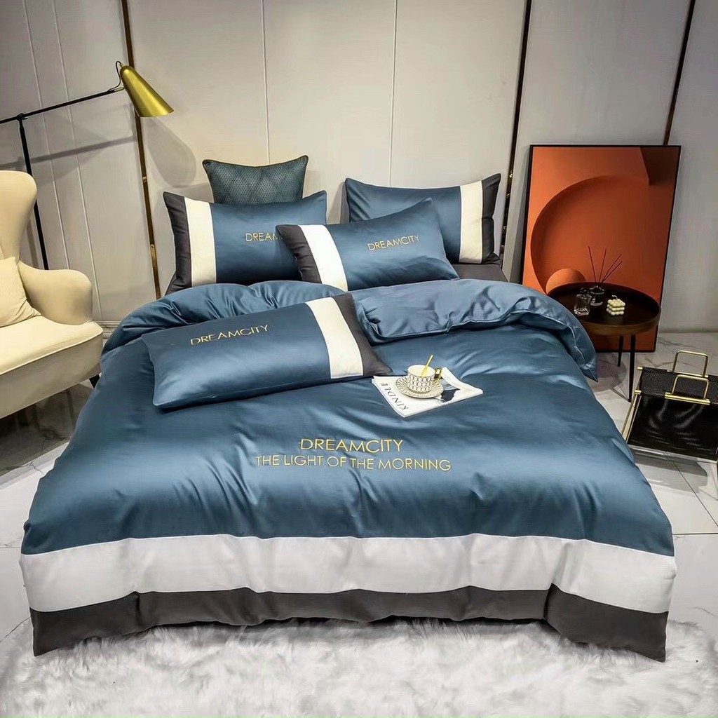 Bộ Chăn Ga Gối Dream City Lụa 60s Hàng Nhập Khẩu 100%