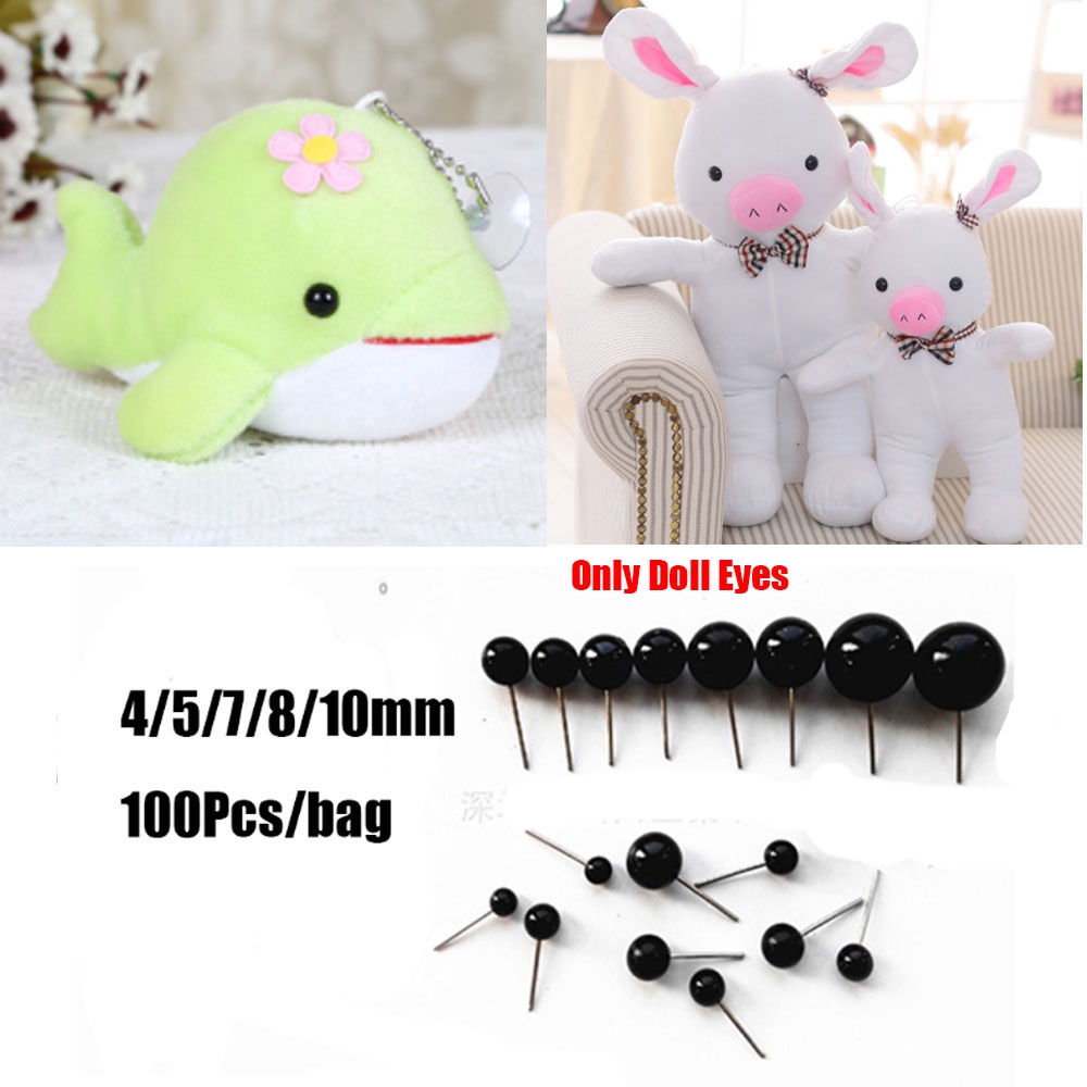 Bộ 100 mắt nhựa 4 / 5 / 7 / 8 / 10mm dùng gắn thú nhồi bông