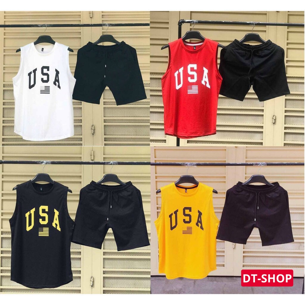 Bộ thể thao nam mặc nhà sát nách USA cao cấp ,chất liệu thun lưới mè siêu mát ,năng động, thời trang 2023