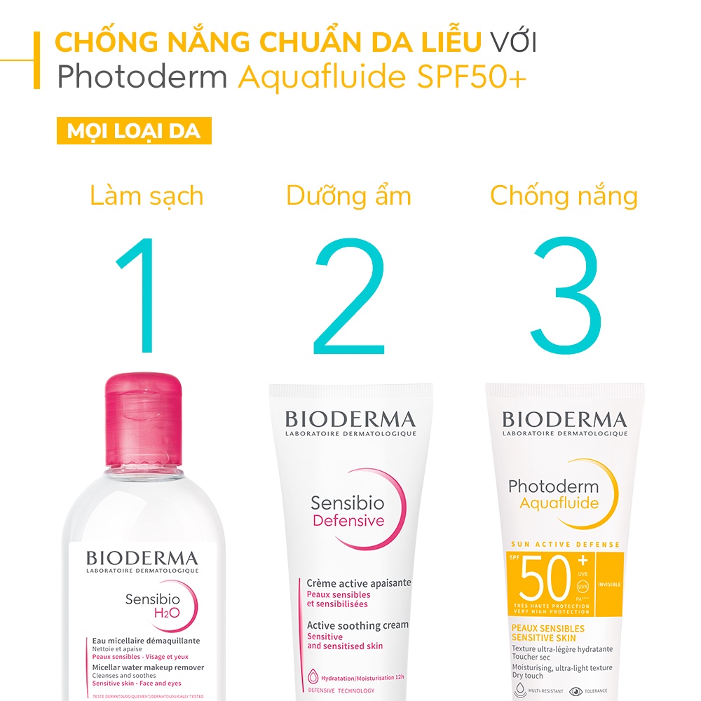 [BIO21-GIẢM 11%] Kem chống nắng giảm bóng nhờn cho mọi loại da Bioderma Photoderm Aquafluide SPF50+ 40ml [Không Màu]