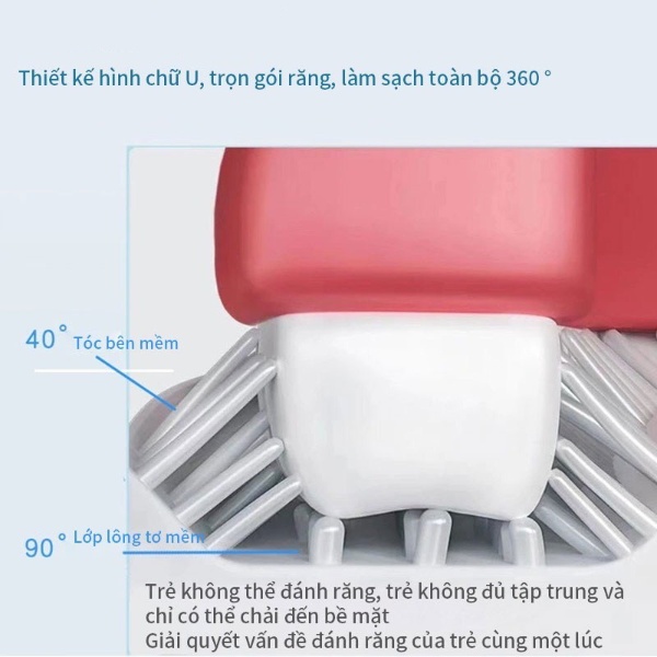 Bàn chải đánh răng cho bé chữ U bằng silicon mềm mại cho bé từ 2 đến 12 tuổi